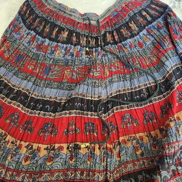 Vtg Basic Editions Maxi Skirt Small Colorful‎ Pleated Boho Hippie Floral Unlined - Picture 10 of 11